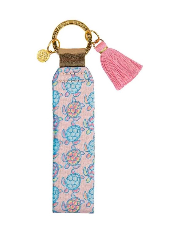 Simply Southern Accessories - Simply Southern Pink Turtle Print Key & Card Wristlet with Gold Hardware